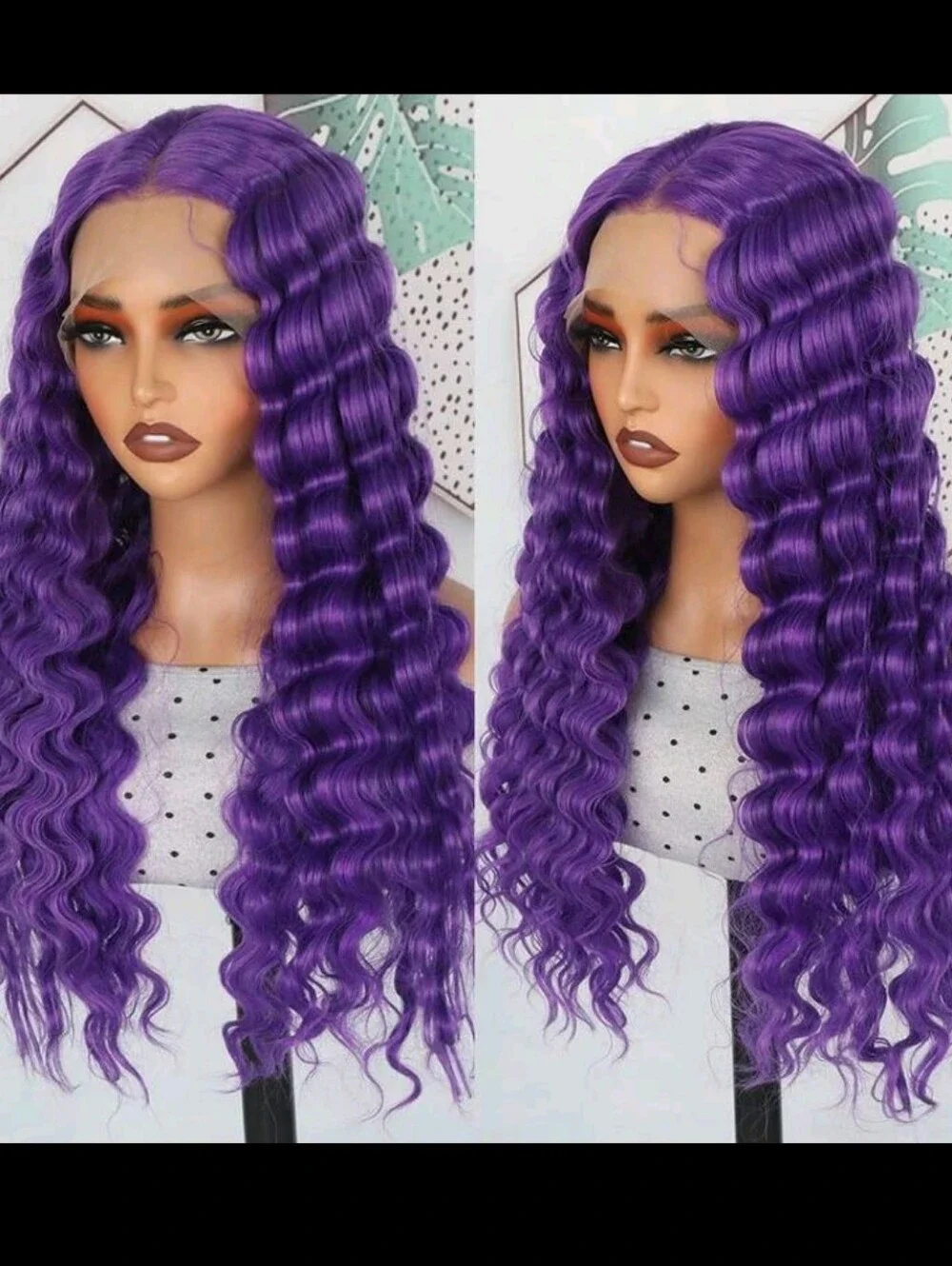 Purple Deep Wave Lace Front Wig - Vibrant Purple Women Hair 28 Inches